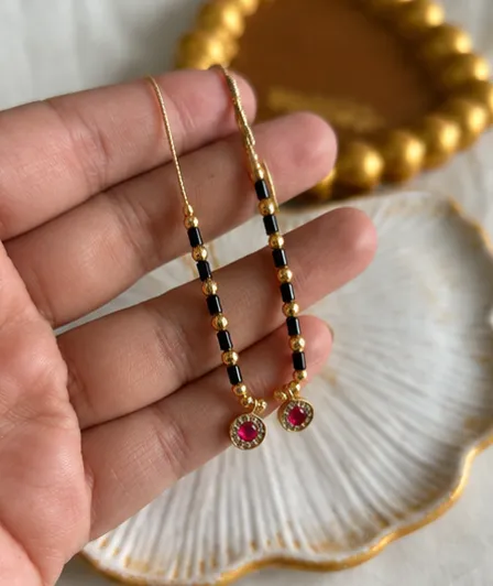 Prisha Ruby Drop Minimalist Gold Mangalsutra